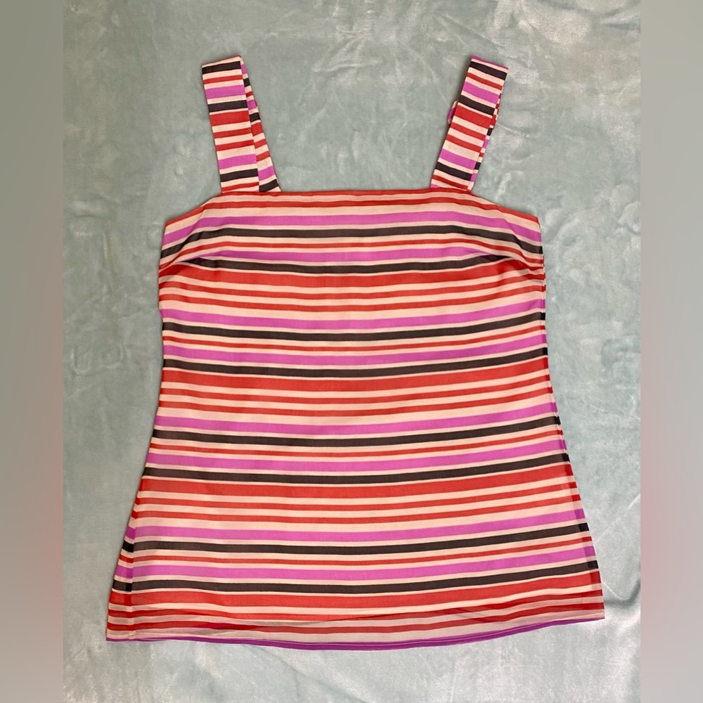 Cabi Women Cami Top Shirt Blouse Size Small Red Purple Striped